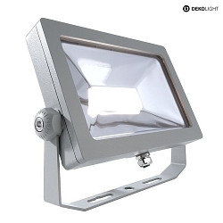 Outdoor LED Flutlichtstrahler FLOOD SMD 30, IP65 IK08, mit 120cm IP-Steckerkabel, neigbar, 30W 4000K 3900lm 100, silber
