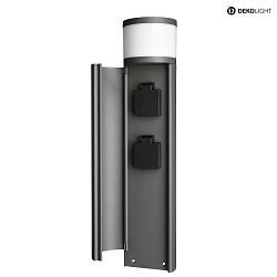 Colonna luminosa con prese elettriche ARAWAN 2 elemento, rotondo, commutabile IP44, grigio scuro 