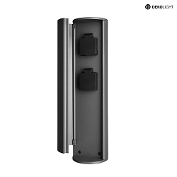 Colonna con prese elettriche ARAWAN 2 elemento, rotondo IP44, grigio scuro