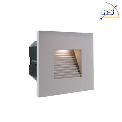 Cover SQUARE / STEP for recessed LED wall luminaire LIGHT base II COB outdoor, 10 x 10cm, beam angle 70, silver grey