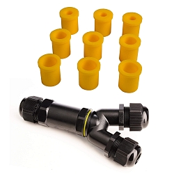 Outdoor Multi Y-connector for 3 cable 4-14 mm, 3 cores 0.5-4 mm, max. 450V AC/24A 