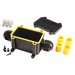 Outdoor 2-fach-Verteiler fr Kabel 5-12 mm, 0.5-2,5 mm, max. 450V AC/24A, IP68, eckig, schwarz