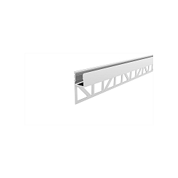 Reprofil tiles profile end shining upwards for up to 12 mm LED stripe, aluminum, lacquered, 200cm, white