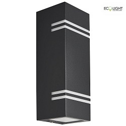 outdoor wall luminaire STRIPES up / down, square LED IP44, black matt 