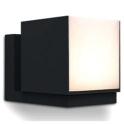 LED Wandleuchte CUBA, 1-flammig, einzelner drehbarer Lichtwrfel, 12W, 550lm, 3000K, IP54, schwarz matt