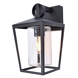 outdoor wall luminaire WEST square E27 IP44, black matt dimmable