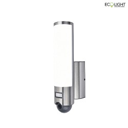 Luminaire mural dextrieur ELARA avec dtecteur de mouvement, avec camra IP44, acier inoxydable gradable