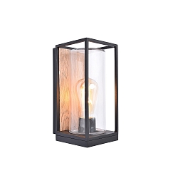 outdoor wall luminaire FLAIR 1 flame, square, cylindrical E27 IP44, black matt dimmable