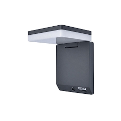 LED Solar Wandleuchte MOZE, 8W, 4000K, 1000lm, IP44, mit PIR Motion Sensor, verstellbarer Kopf, schwarz matt