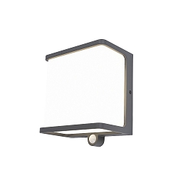 LED Solar Wandleuchte DOBLO, 12W, 4000K, 1000lm, IP44, mit Bewegungsmelder, anthrazit