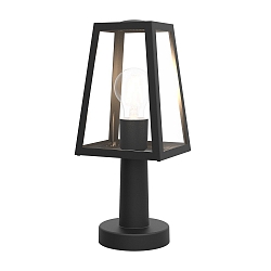 Sockelleuchte FIA, IP44, 33.8cm, E27 max. 40W, Guss-Aluminium mattschwarz / Klarglas