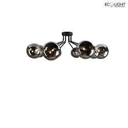 Deckenleuchte NEPTUN, 8xG9, IP20, schwarz / Glas rauchfarben