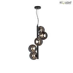 Pendelleuchte NEPTUN, 5xG9, IP20, schwarz / Glas rauchfarben