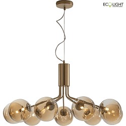 Pendelleuchte NEPTUN, 9xG9, IP20, Messing satiniert / Glas champagner