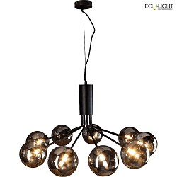 Pendelleuchte NEPTUN, 9xG9, IP20, schwarz / Glas rauchfarben