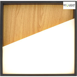 LED Deckenleuchte VISTA 40x40cm 37,5W 2450lm 3000K CRI>80 IP20 dimmbar, holz, schwarz
