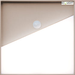 LED Akku-Wandleuchte MEG, eckig, mit PIR Sensor, 5W, 3000K, 460lm, IP44, sandfarben