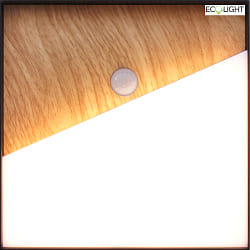 LED Akku-Wandleuchte MEG, eckig, mit PIR Sensor, 5W, 3000K, 460lm, IP44, holzfarben