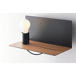 wall luminaire FLASH with switch, with USB connection IP20, black 