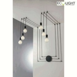 Lampada da parete e soffitto HABITAT 6-Lampadine, regolabile E27 IP20, Nero dimmerabile