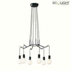 Pendelleuchte HABITAT, IP20, 6-flammig,  66cm, 6x E27 max. 40W, schwarz 