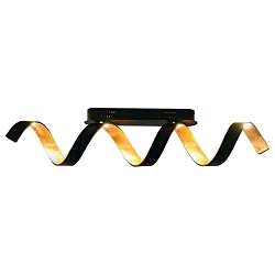 ceiling luminaire HELIX 4 flames IP20, gold, black dimmable