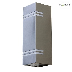 outdoor wall luminaire STRIPES up / down, square LED IP44, stainless steel 