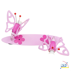 Spot BUTTERFLY, nursery lamp 2 flames, 2x E14, pink