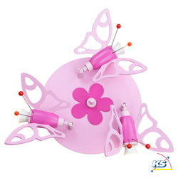 Rondell spotlight BUTTERFLY, nursery lamp, 3x E14, pink