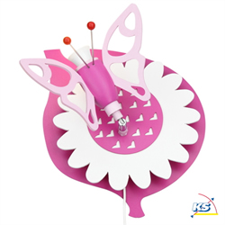 Wall luminaire BUTTERFLY, nursery lamp, 1x E14, pink