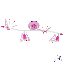 Spot track BUTTERFLY, nursery lamp, 4x E14, pink