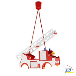 Pendelleuchte FEUERWEHR MIT FRED, Kinderzimmerleuchte, 2x E27, rot