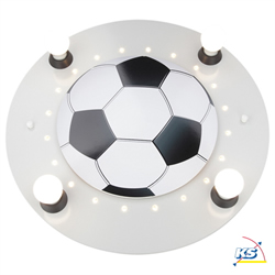 Deckenleuchte FUSSBALL, Kinderzimmerleuchte, 4x E14, 20 LEDs, silber / schwarz