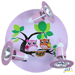 Rondell spotlight OWL FAMILY, nursery lamp, 3x E14, pink