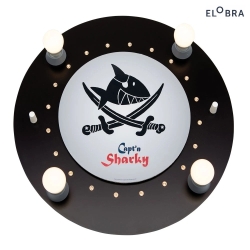 LED Ceiling luminaire CAPT'N SHARKY MIT SBELN, 4x E14, 20 LED, black