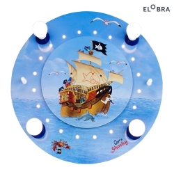 LED Ceiling luminaire CAPT'N SHARKY AUF HOHER SEE, 4x E14, 20 LED, light blue