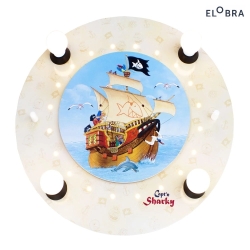 LED Ceiling luminaire CAPT'N SHARKY AUF HOHER SEE, 4x E14, 20 LED, beige