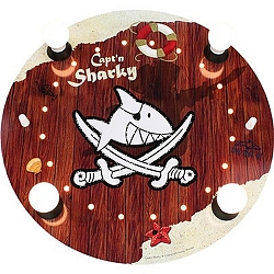LED Ceiling luminaire CAPT'N SHARKY HOLZINSCHRIFT, 4x E14, 20 LED, brown