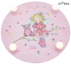 LED Ceiling luminaire PRINZESSIN LILLIFEE MIT EULE, 4x E14, 20 LED, pink