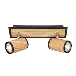 Deckenleuchte BOLIVIA 2, 2x GU10, Eiche natur, schwarz