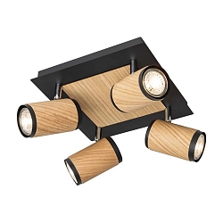 Plafoniera BOLIVIA 4 4-Lampadine GU10, Nero, quercia naturale