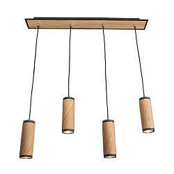 Pendant luminaire BOLIVIA 4, 4x GU10, oak natural, black