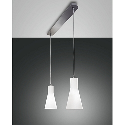 Fabas Luce DIANA Pendant luminaire, E27, 2 flames, chromed / glass white