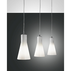 Fabas Luce DIANA Pendant luminaire, E27, 3 flames, chromed / glass white