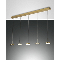 pendant luminaire DUNK 5 flames IP20, brass dimmable