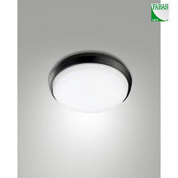 LED Auendeckenleuchte OLLY, rund, IP54 IK10,  24cm, 23W 3000K 2670lm, Aluminium / PC, schwarz