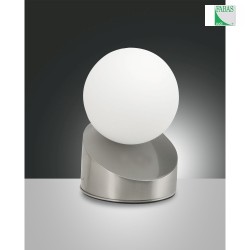 LED Tischleuchte GRAVITY, 5W 3000K 470lm, mit Touch-Dimmer, Glas wei, Nickel satiniert