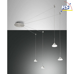Luci a sospesione ISABELLA 4-Lampadine, controllabile con la voce, incluso Smartluce IP20, alluminio, cromo, nichel satinato