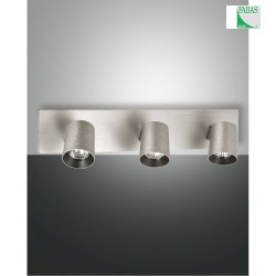 Spot MODO 3-Lampadine, regolabile GU10 IP20, Alluminio spazzolato dimmerabile
