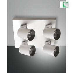 Spot MODO 4-Lampadine, regolabile GU10 IP20, Alluminio spazzolato dimmerabile